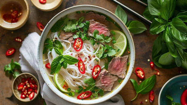 Une soupe de nouilles vietnamienne savoureuse