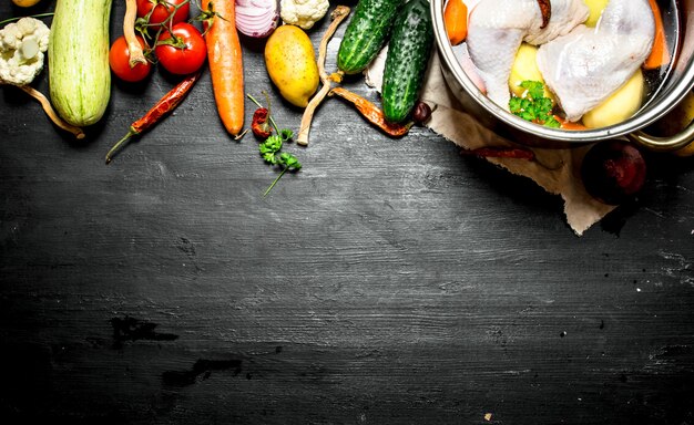 Soupe de poulet aux légumes.