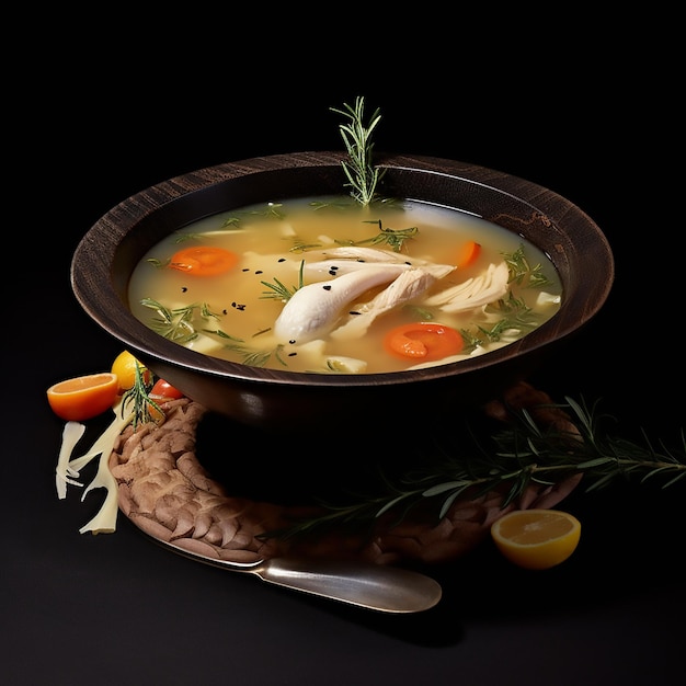 soupe de poulet dans un bol