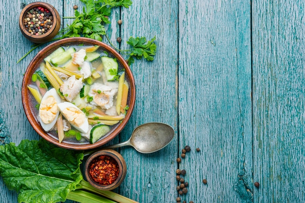 Soupe à la rhubarbe et au poisson