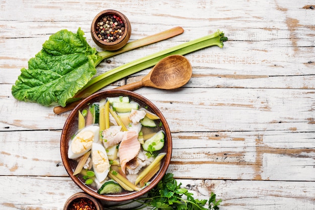 Soupe à la rhubarbe et au poisson