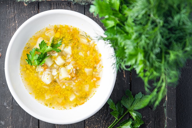 soupe de riz repas de légumes collation sur la table espace copie nourriture arrière-plan régime rustique végétarien végétalien