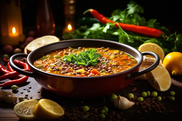 Soupe saine aux lentilles et légumes