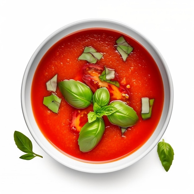 Soupe de tomates au gaspacho de basilic