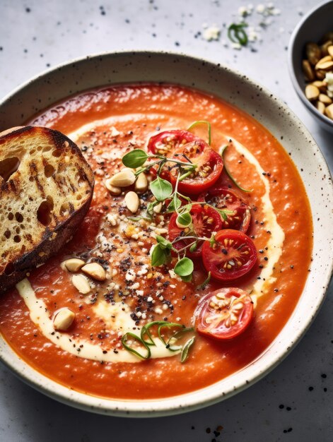 Soupe de tomates rôties dans des bols