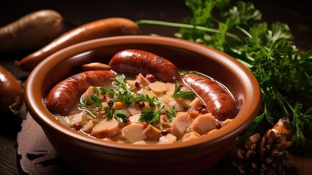 Soupe traditionnelle allemande Saucisse bouillie Knakwurst