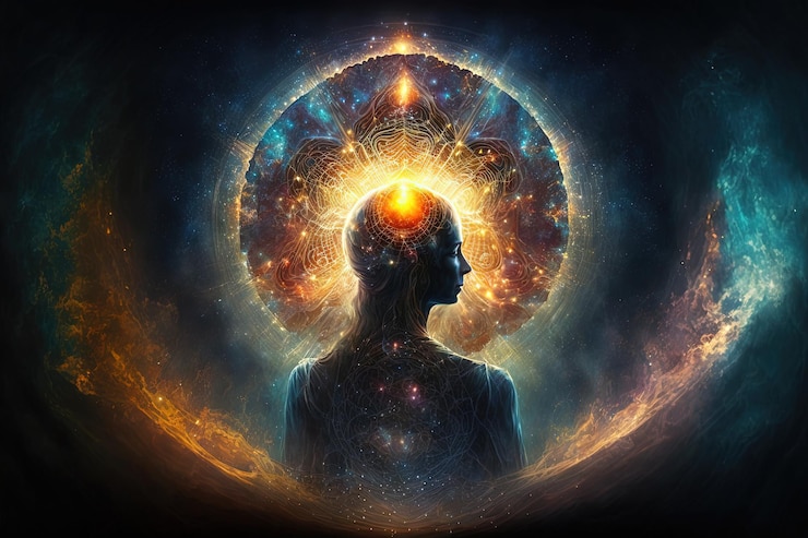 Photo la source de la conscience l'énergie de l'univers la force vitale le prana l'esprit de dieu et la spiritualité ia générative