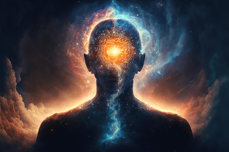 Photo la source de la conscience l'énergie de l'univers la force vitale le prana l'esprit de dieu et la spiritualité ia générative