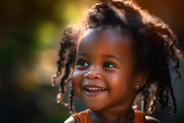 Sourire afro petite fille Enfant d'enfance heureux Générer Ai