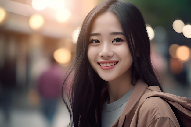 Le sourire d'une belle jeune femme asiatique