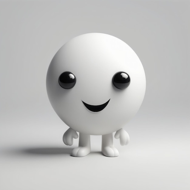 Photo le sourire blanc mignon le sourire blanc le sourire mignon le smiley rendu 3d de l'émoticone blanche mignon