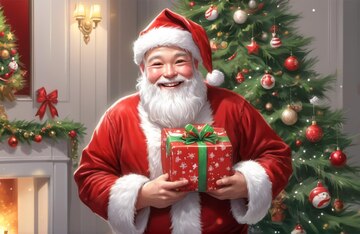 Le Père Noël Te Donnant Un Cadeau Photo stock - Image du sourire, rouge:  26949842