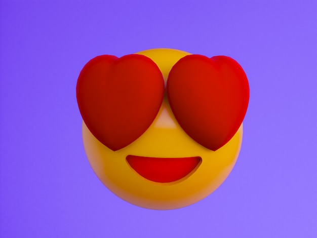 Sourire emoji balle jaune. Fond de rendu 3D