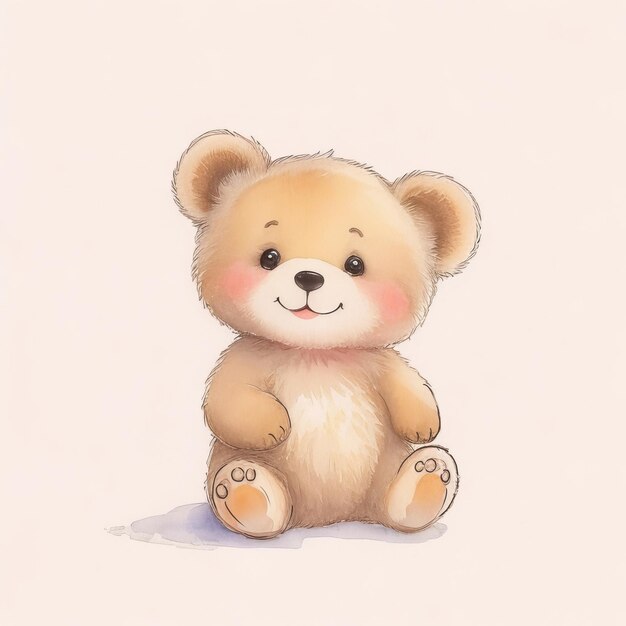 Un sourire heureux Un petit ours mignon Illustration à l'aquarelle