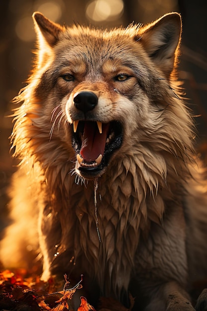 Le sourire d'un loup de près