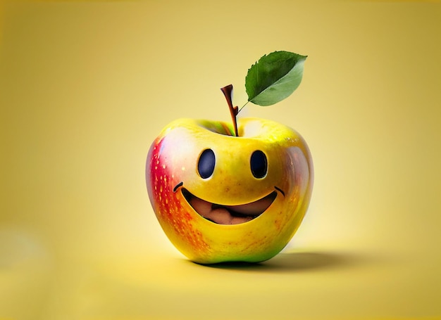 Sourire Pomme Sur Fond Jaune Journée Mondiale Du Sourire