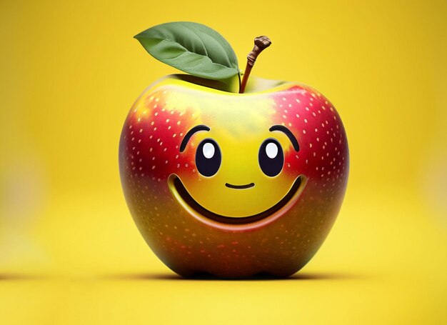 Sourire Pomme Sur Fond Jaune Journée Mondiale Du Sourire