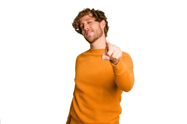 Sourires joyeux pointant vers l'avant