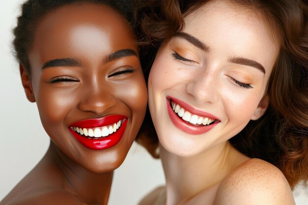 Photo des sourires radieux et divers en harmonie