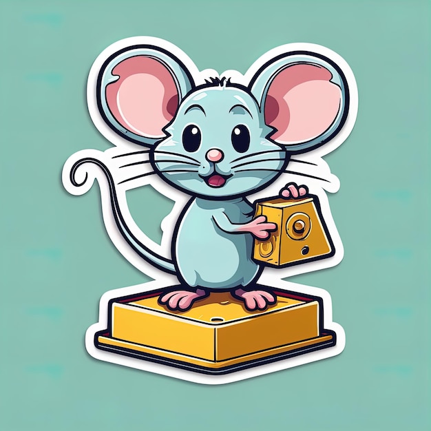 souris avec boîte cadeau 3 dillustration de souris avec une grosse souris