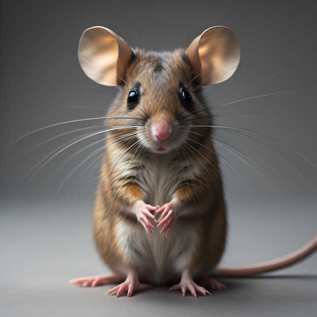 Une Souris Aux Grandes Oreilles Est Assise Dans Un Sac Marron