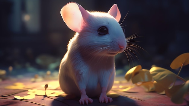 Une souris dans un environnement sombre