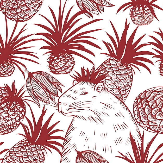 une souris dans un motif d'ananas