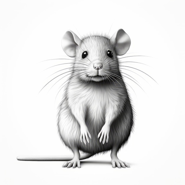 Souris de dessin animé grise réaliste Style de peintre de portrait hyperréaliste