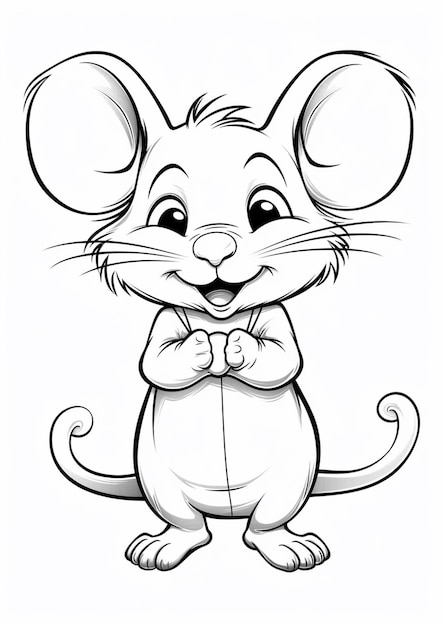 Photo une souris de dessin animé avec un nœud papillon et un grand sourire ai générative