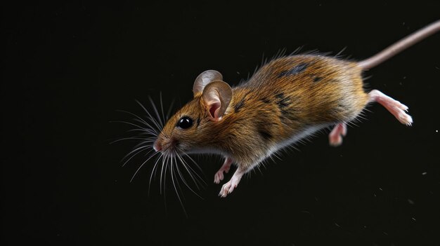 Photo une souris domestique sautant énergiquement en l'air avec des mouvements rapides