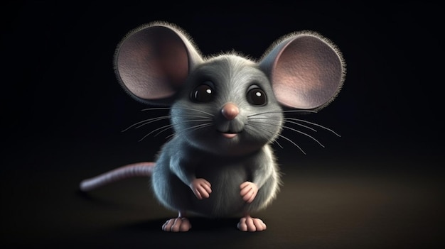 Souris sur fond noir ai générative