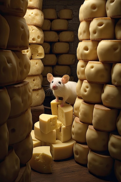 Des souris jouent à la cachette dans une usine de fromage.