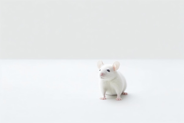 une souris de laboratoire avec un fond blanc