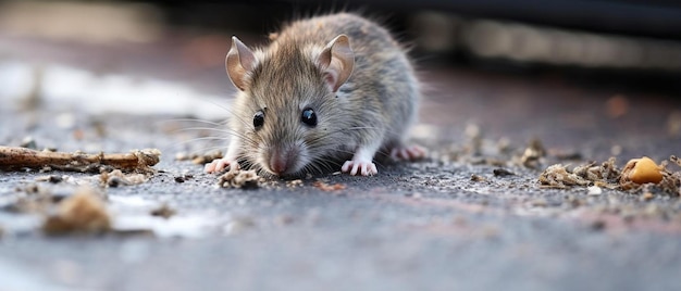 Photo une souris mange de la nourriture sur le sol