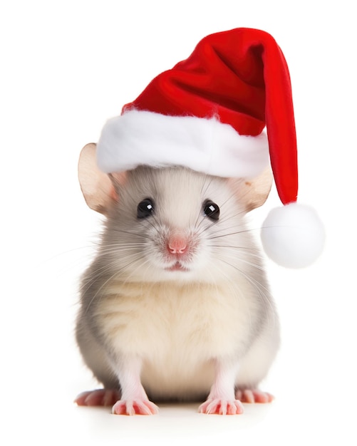 Une souris mignonne déguisée en Père Noël