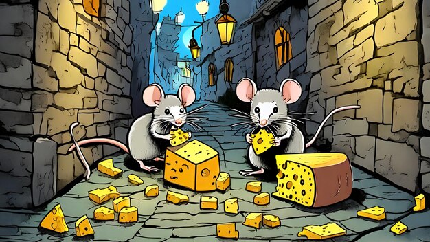 Une souris mignonne mangeant du fromage