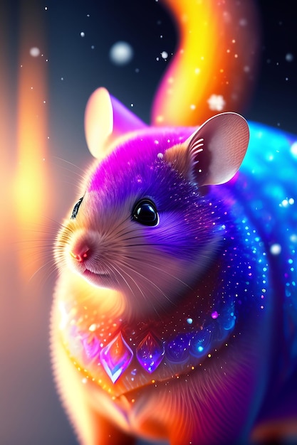 Une souris avec un motif arc-en-ciel