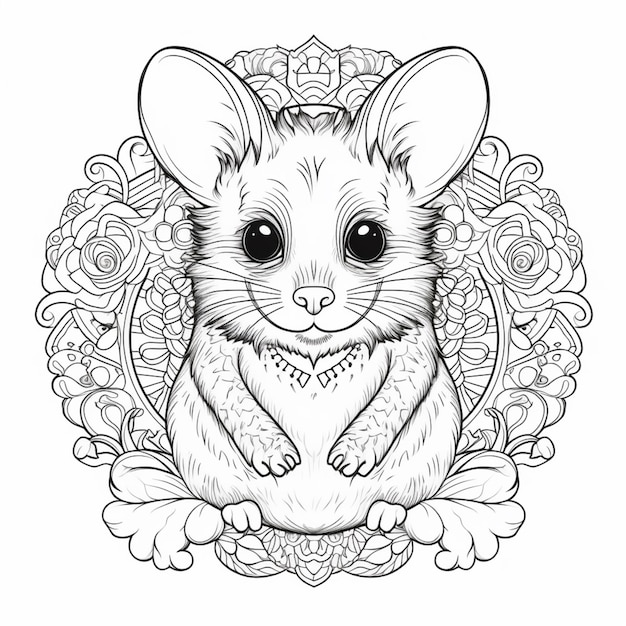 une souris avec un motif de fleur autour de son cou