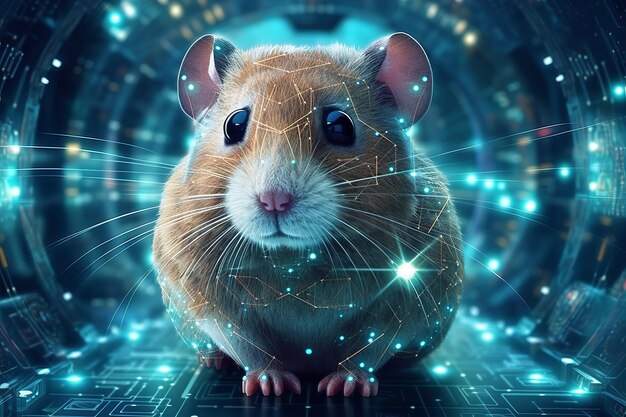 Une souris numérique d'intelligence artificielle représente la technologie du futur des soins médicaux et des grandes données