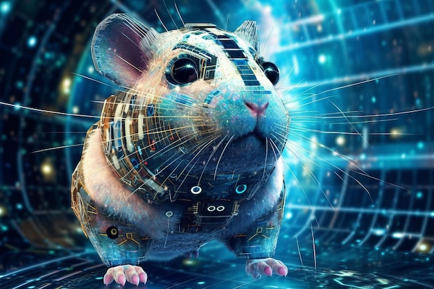 Une souris numérique d'intelligence artificielle représente la technologie du futur des soins médicaux et des grandes données