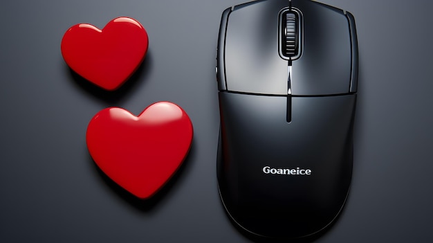 souris d'ordinateur et un cœur sur une table IA générative