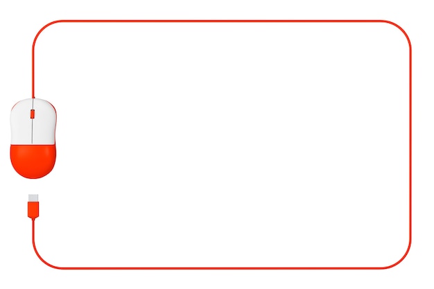 Souris d'ordinateur comme cadre avec un espace vide pour votre texte sur fond blanc