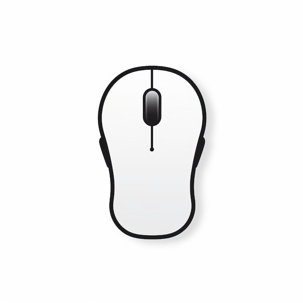 Souris d'ordinateur vue aérienne minimaliste sur fond blanc