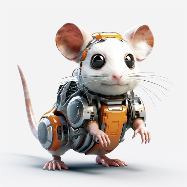 Photo une souris portant une combinaison de robot avec un casque et un casque.