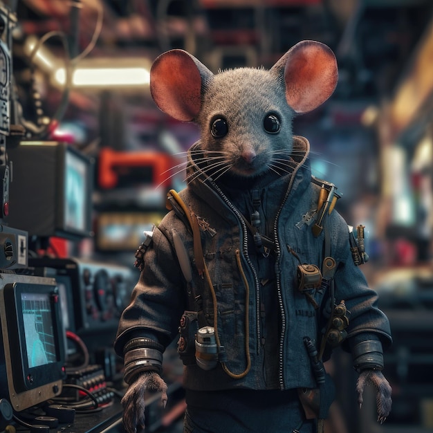 souris style cyberpunk ai génératif