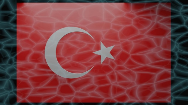 Sous l'eau du drapeau de la Turquie rendu 3D