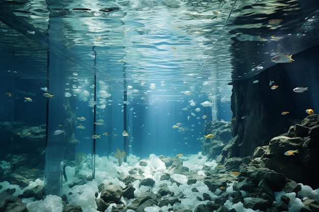 Sous l'eau d'une piscine