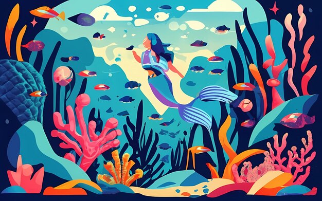 Photo sous l'illustration de fond de la mer