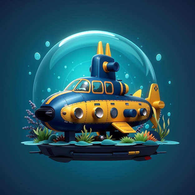 Sous-marin dans le dessin animé sous-marin icône vectorielle illustration icône de technologie de transport isolée