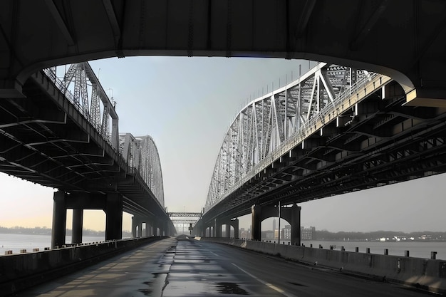 Photo sous la portée d'un pont à deux étages